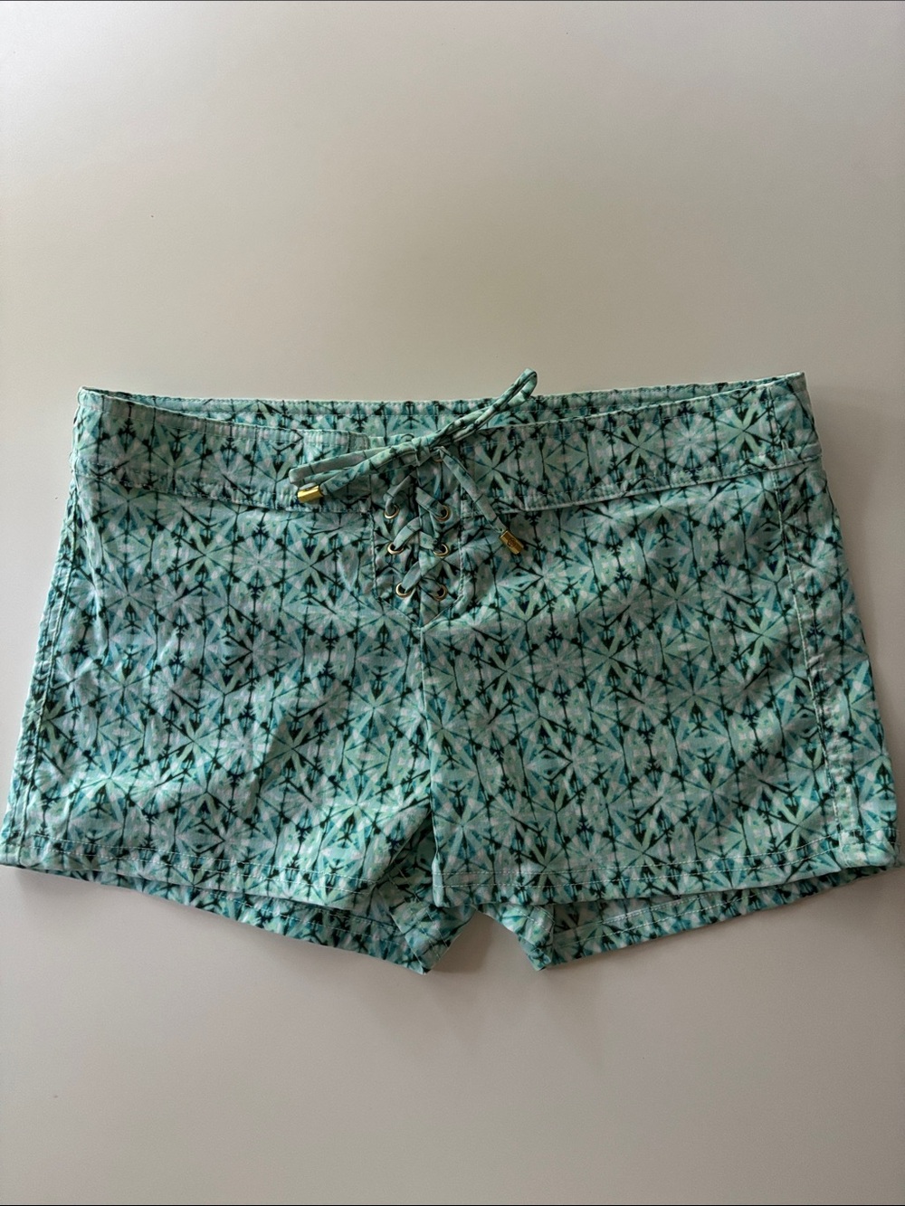 Helen Jon Board Shorts Tie Dye Patterned Lace-Up Swim Shorts